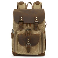 mens leather genuine camera bag retro waterproof breathable backpack digital shoulder bags travel slr storage school bag gift