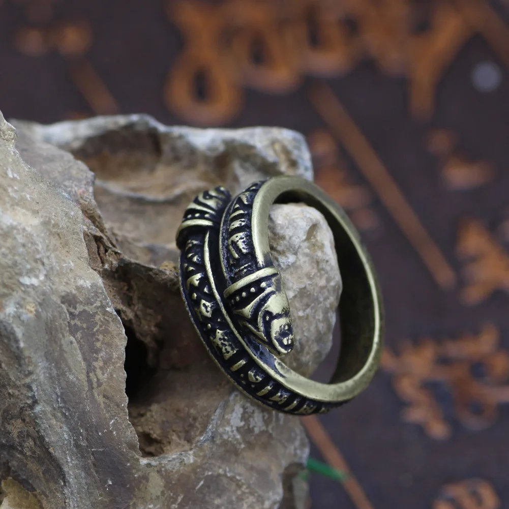 Мужское кольцо в стиле панк регулируемое ювелирное украшение виде руны дракона
