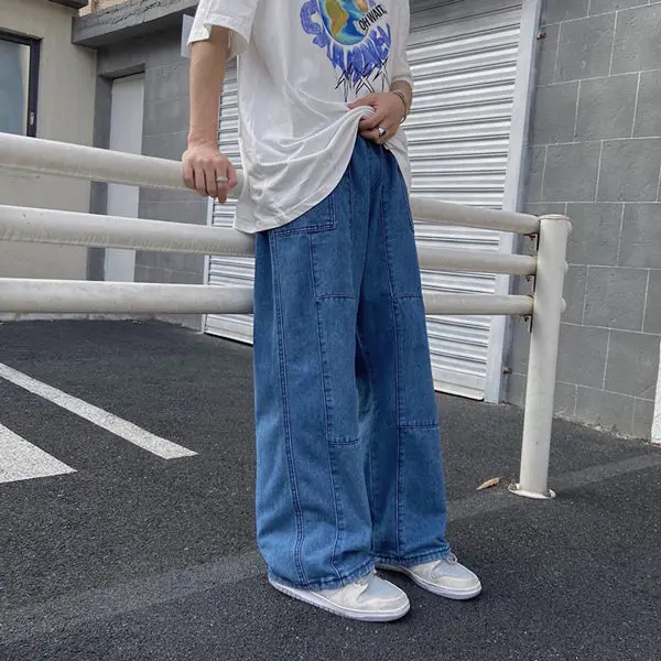 

Korean 2021 Women's Jeans New Fashion Ins Vintage Harajuku High Street Hip-hop Female Personality Solid Straight Loose Casual