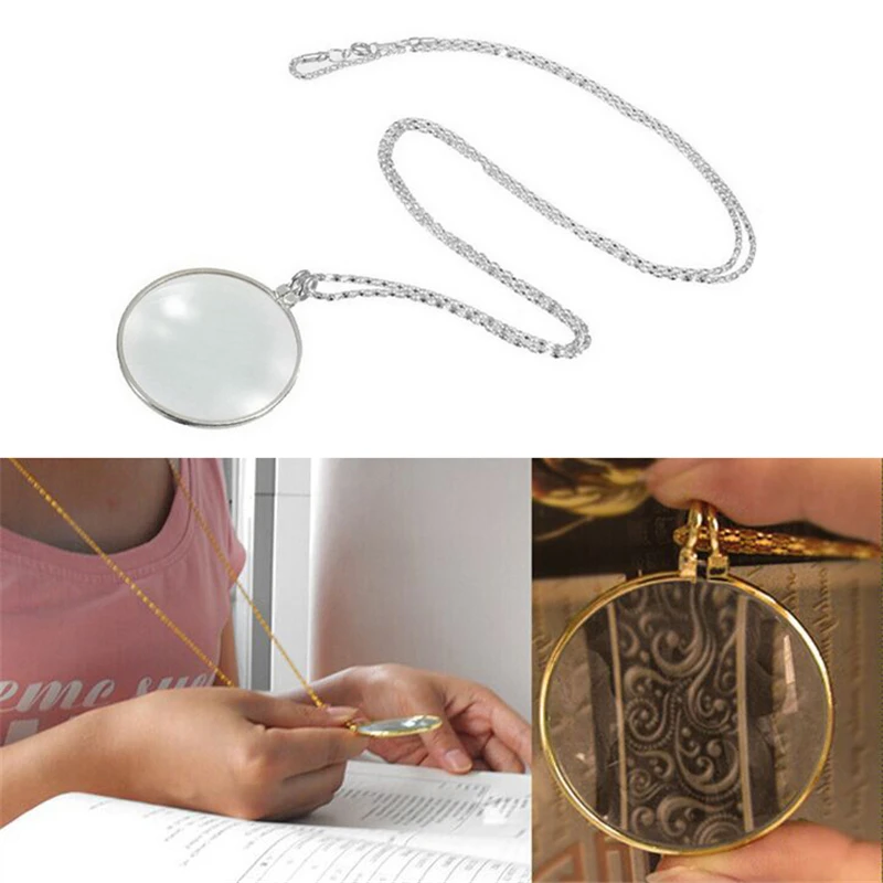 

5 Times Zinc Alloy Necklace Magnifier Magnifying Glass Household Magnifying Glass For The Elderly Small Light Portable