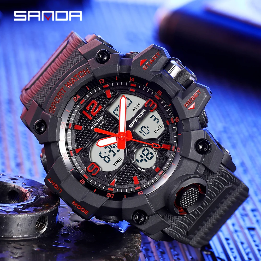 Часы наручные SANDA Мужские Цифровые спортивные светодиодсветодиодный S Shock