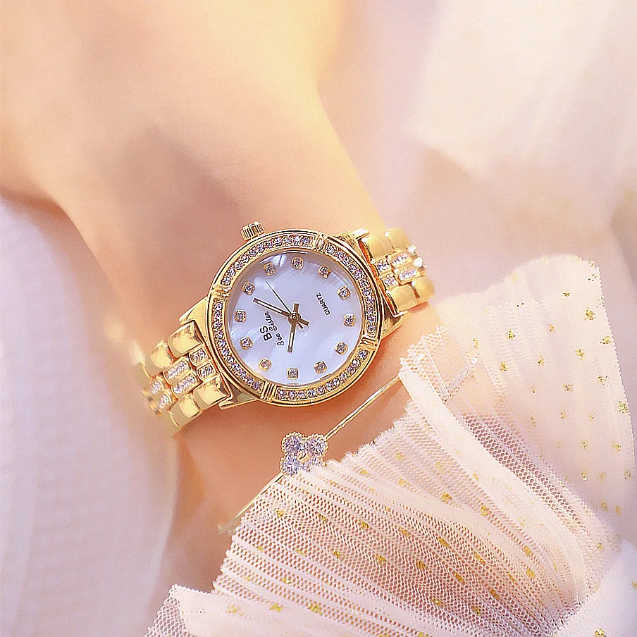 

BS 1338 Diamond Women Luxury Brand Fashion Chain watch Watch Clock Women 2021 Rhinestone Elegant Ladies Watches