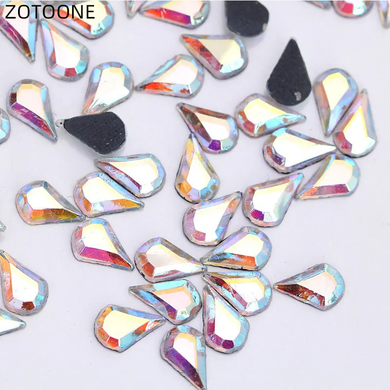 ZOTOONE 50 шт. Стразы DMC в форме капли горячей фиксации кристалл AB белый крафт камень