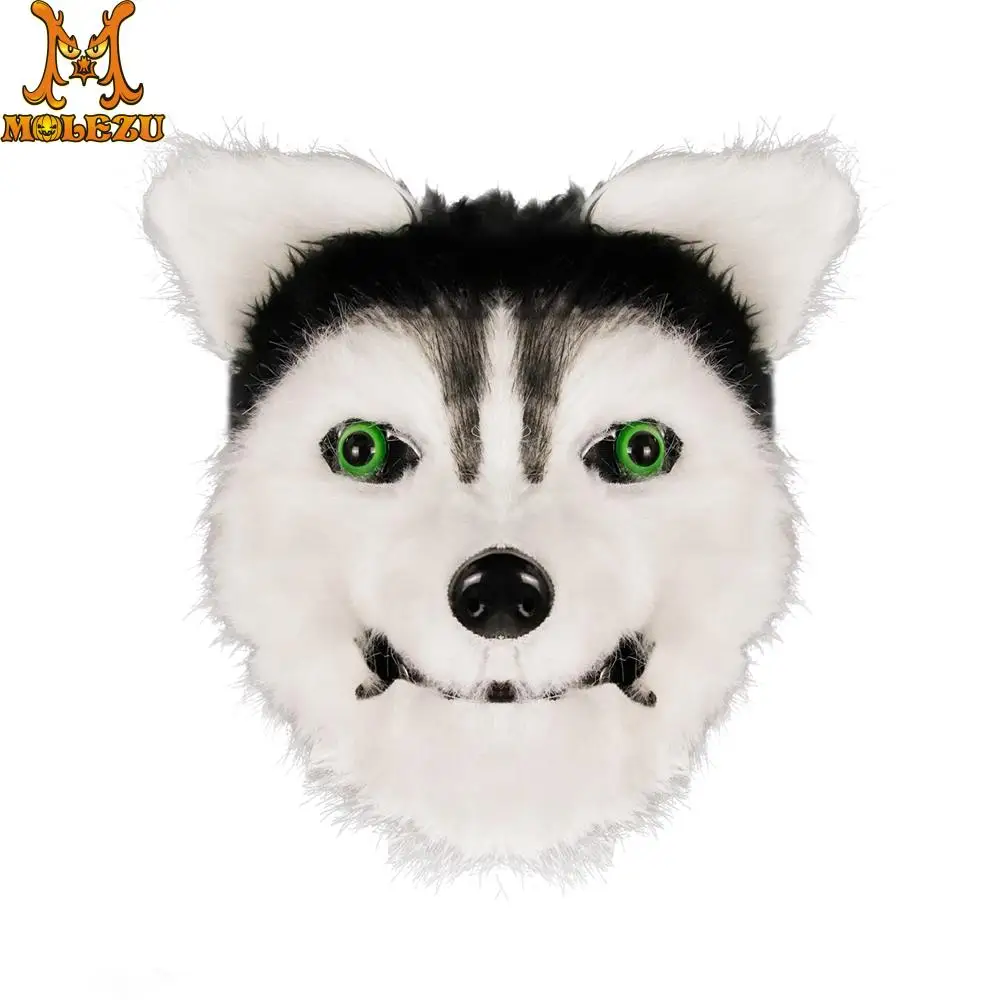 Molezu Хэллоуин Сибирского хаски собака латексная маска Новый костюм вечернее
