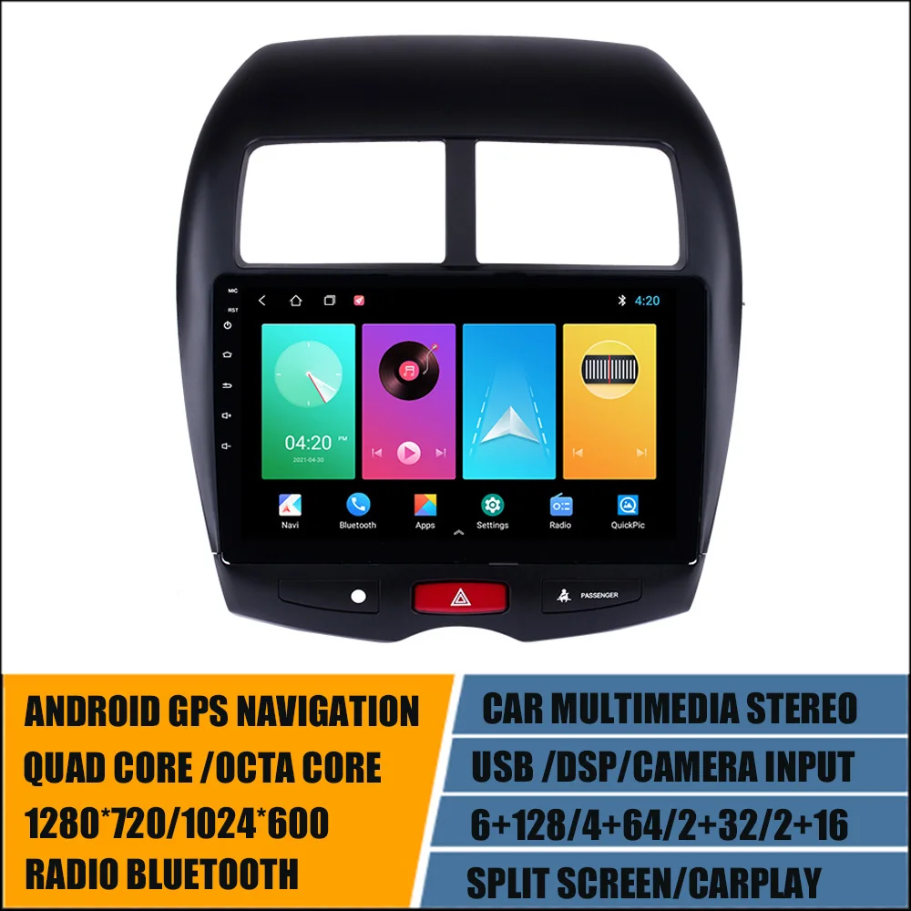 

9'' AutoRadio 2 Din Multimedia Android 11 GPS Player for MITSUBISHI ASX RVR 2010-2016/Peugeot 4008 2010-2016 DSP Carplay 6+128GB