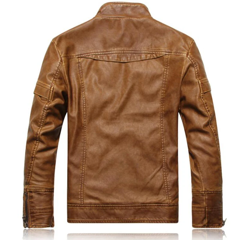 Мужская кожаная куртка-бомбер Inverno couro мотоциклетная куртка с воротником-стойкой