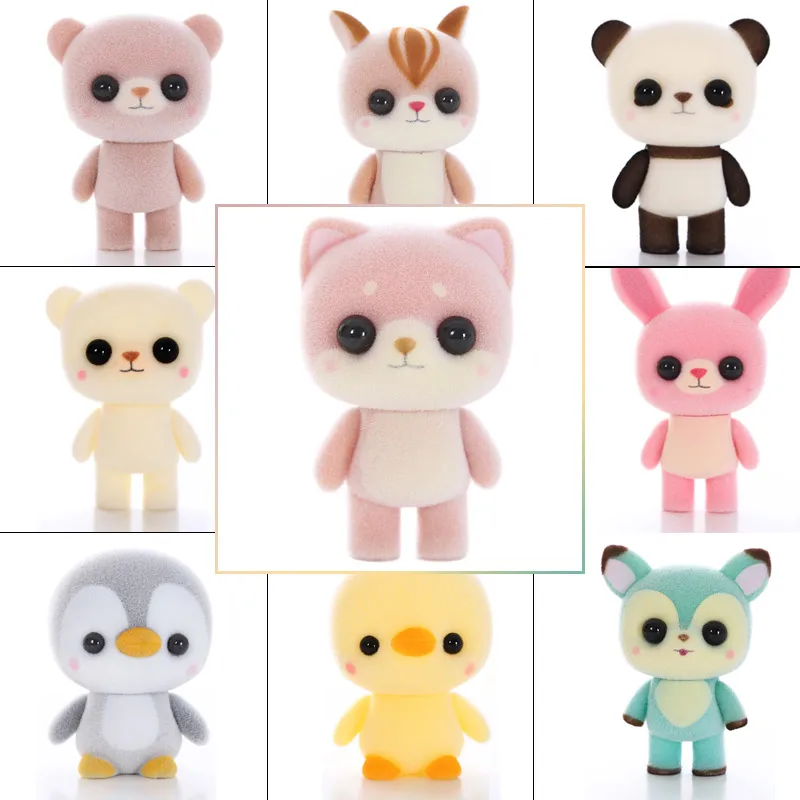 

Cute Puppy Bear Duck Rabbit Kat Doll Figure Flocking Toy kids toys for girls gift