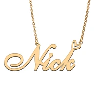 love heart nick name necklace for women stainless steel gold silver nameplate pendant femme mother child girls gift