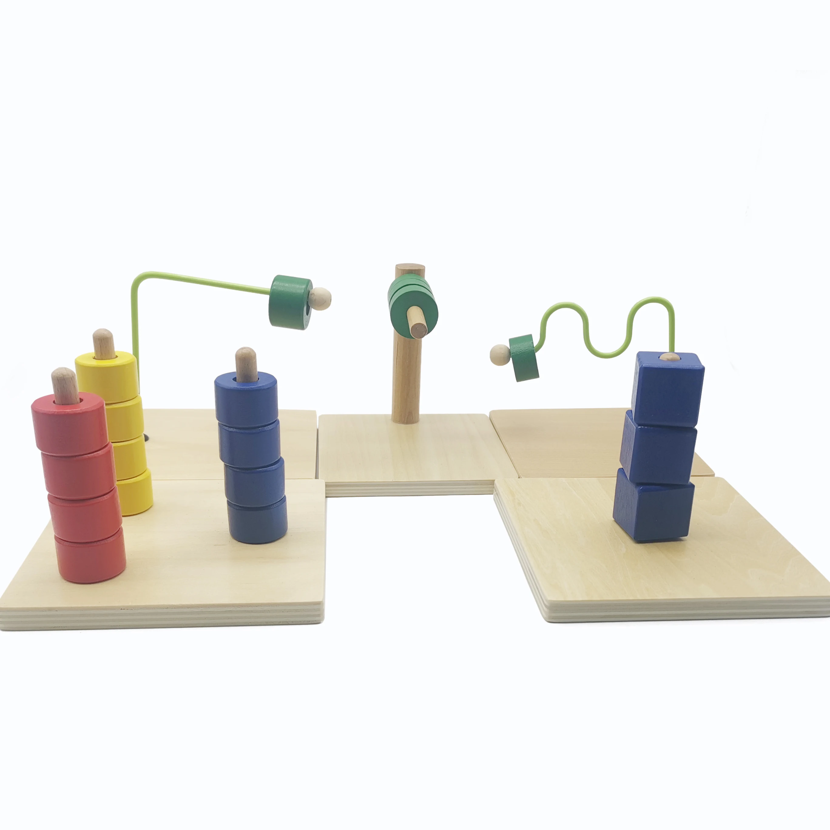 Деревянные игрушки Монтессори для младенцев диски на горизонтальном дюбеле