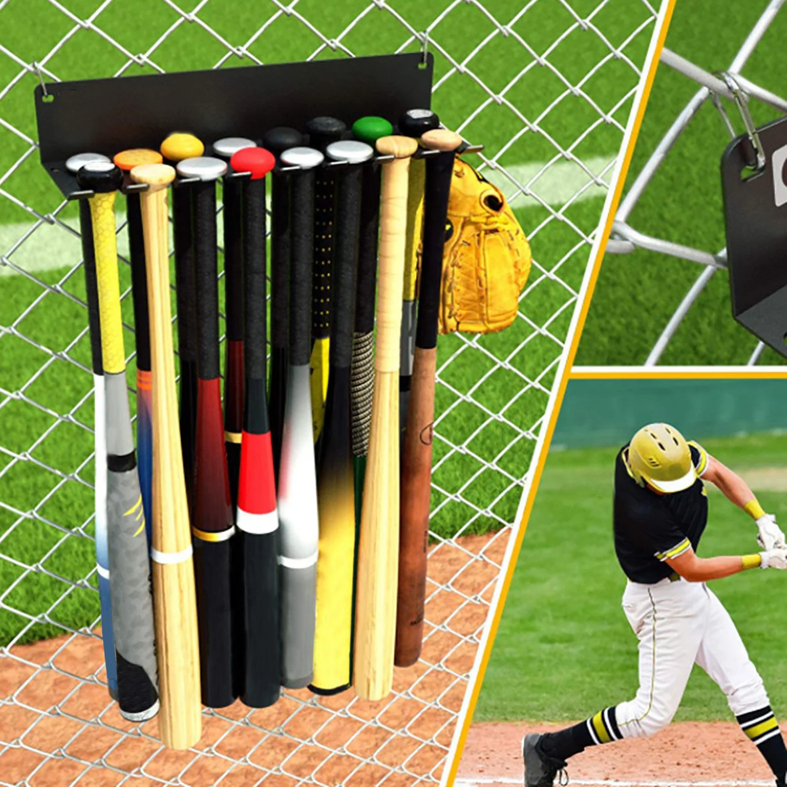 

Baseball Bat Rack Display For Storage Holder Hanging Organizer Bat Rack Holder For 10 Bats Or Baseball Wall Mount Fence Hanger
