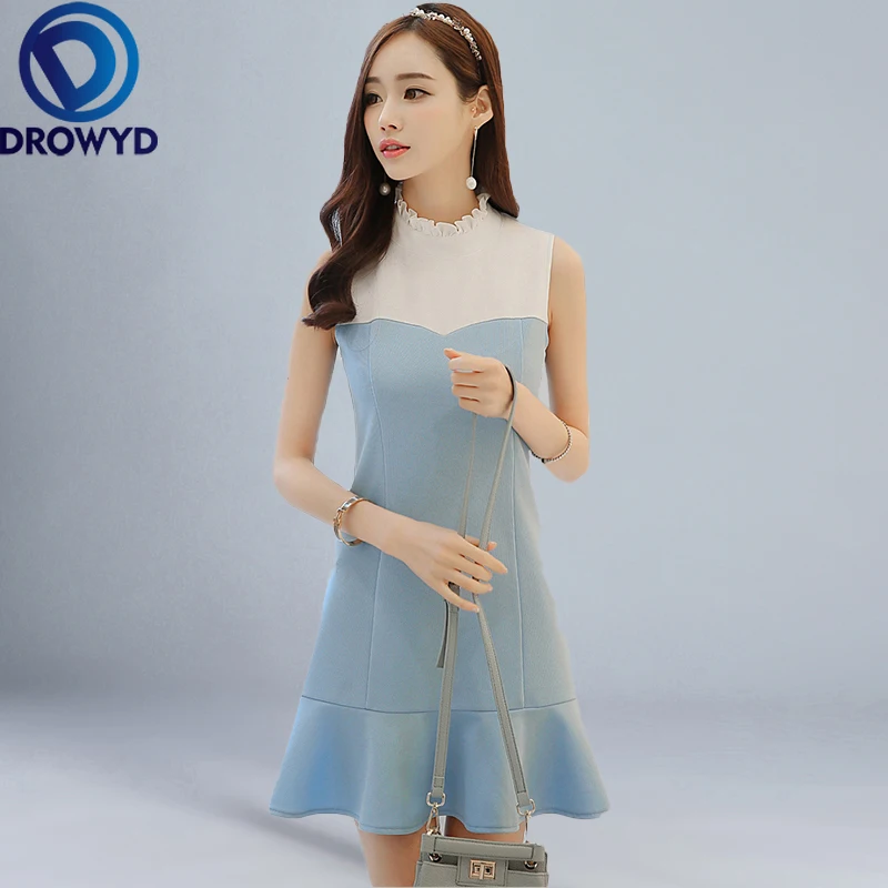 Мини-платье женское пляжное с круглым вырезом без рукавов | Женская одежда