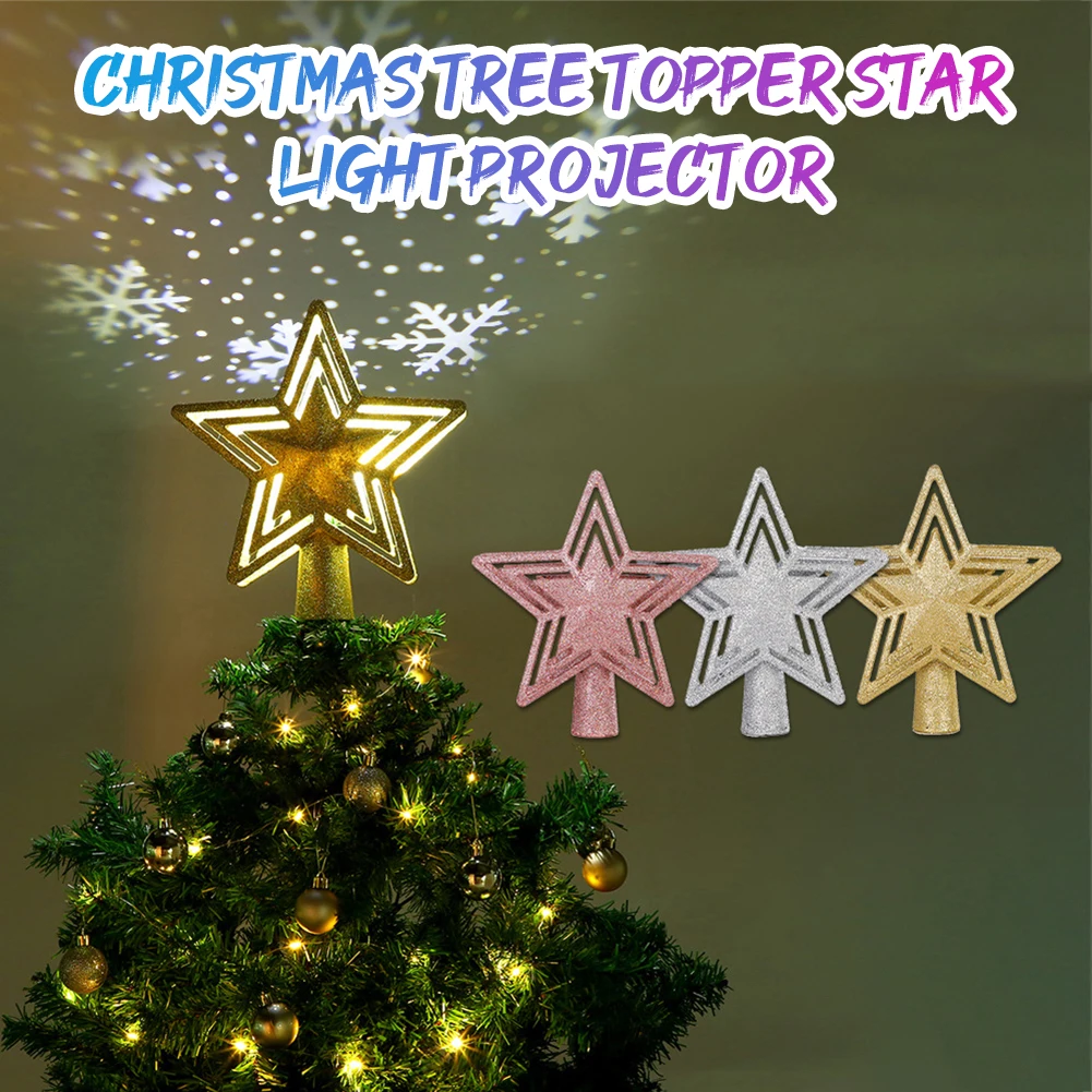 

Рождественская елка 3D, пятиконечная звезда, светодиодный проектор, рождественская елка, Топпер, блестящая подсветка, звезда, украшение для ...