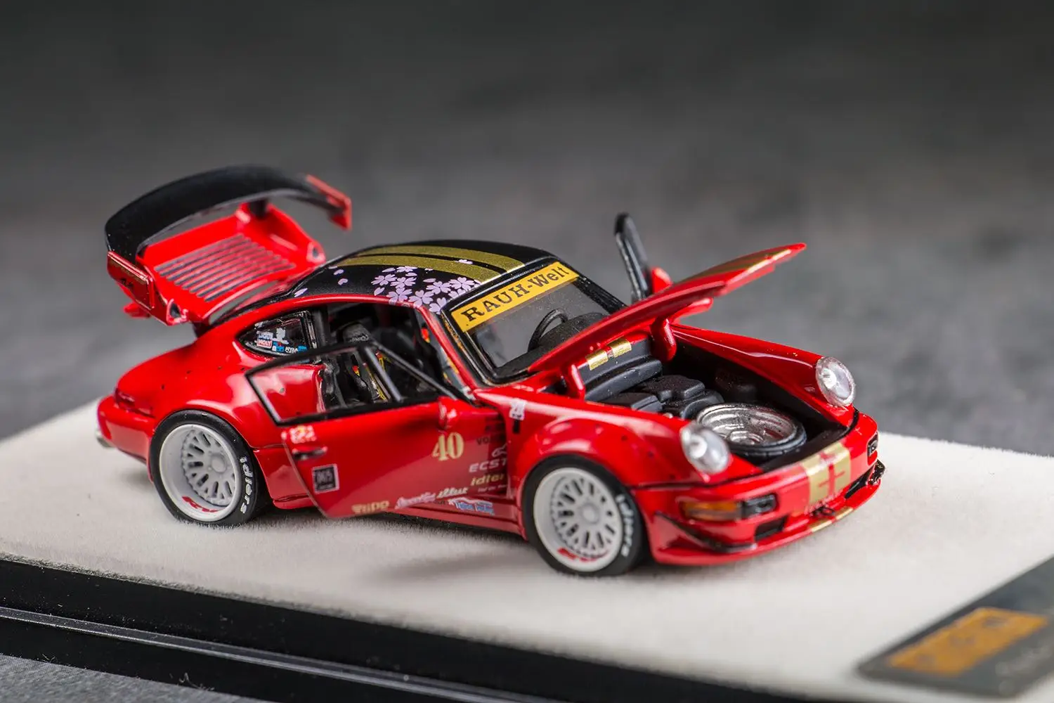 

PGM ограниченный выпуск 1:64 RWB 964 Сакура Китай красный литый под давлением 7 см модель автомобиля подарки на день рождения и коллекции предвари...