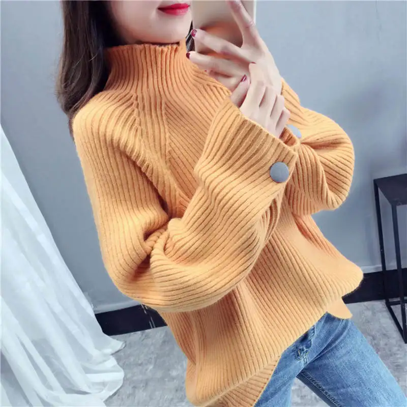 Autumn Turtleneck Sweater Pull Femme Sweaters Jumper Winter Women Sweet Knitted Loose Pullover HK176 | Женская одежда