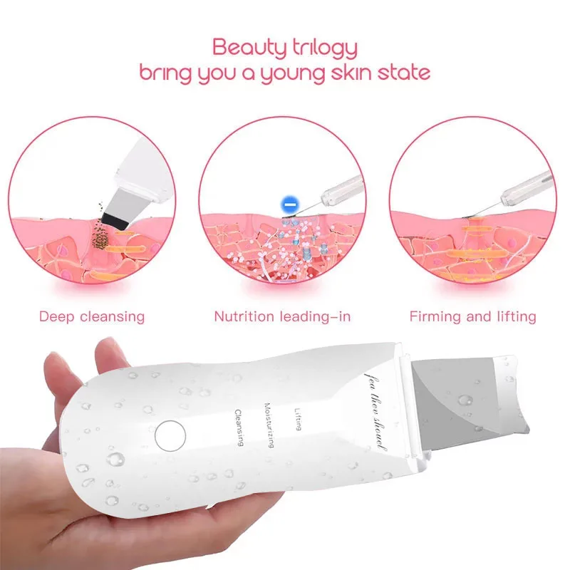 Koop Abay Ultrasone Huid Scrubber Ion Diepe Gezicht Reinigingsmachine Peeling Schop Facial Pore Cleaner Trillingen Lift Machine Schoonheid