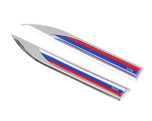 

Pair Metal Russia Flag Car Fender Knife Emblem Skirts Badge Decals Sticker