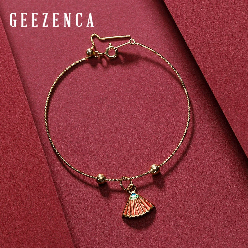 

Винтажный 925 пробы Серебряный позолоченный браслет в форме веера из перегородчатой эмали, очаровательные браслеты, хорошее ювелирное издел...