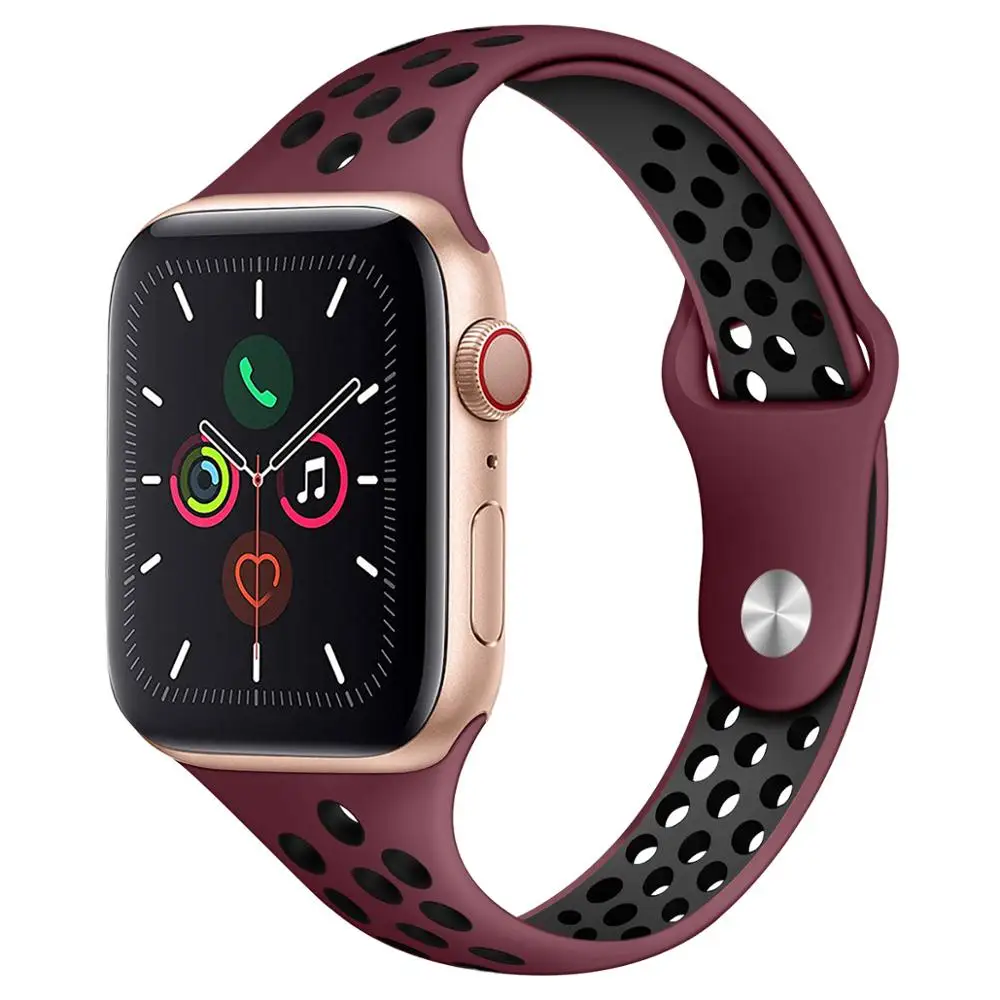 Силиконовый ремешок для Apple watch band 44 мм/40 мм iWatch 42 мм/38 дышащий спортивный браслет
