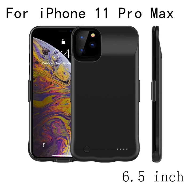 Ультра тонкая батарея зарядное устройство чехол для iPhone 11 Pro Max внешний блок питания чехол назад клип батарея чехол зарядка задняя крышка Funda - Цвет: i11 ProMax-Black