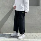 Брюки-карго мужские с широкими штанинами, прямые японские укороченные штаны, хипстерские красивые винтажные повседневные штаны в стиле хип-хоп, уличная одежда унисекс