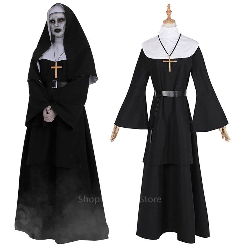 

Women Halloween Costume The Nun Cosplay Costume Horror Films Scary Cosplay Cross Ghost Girl Halloween Costume Kids Children