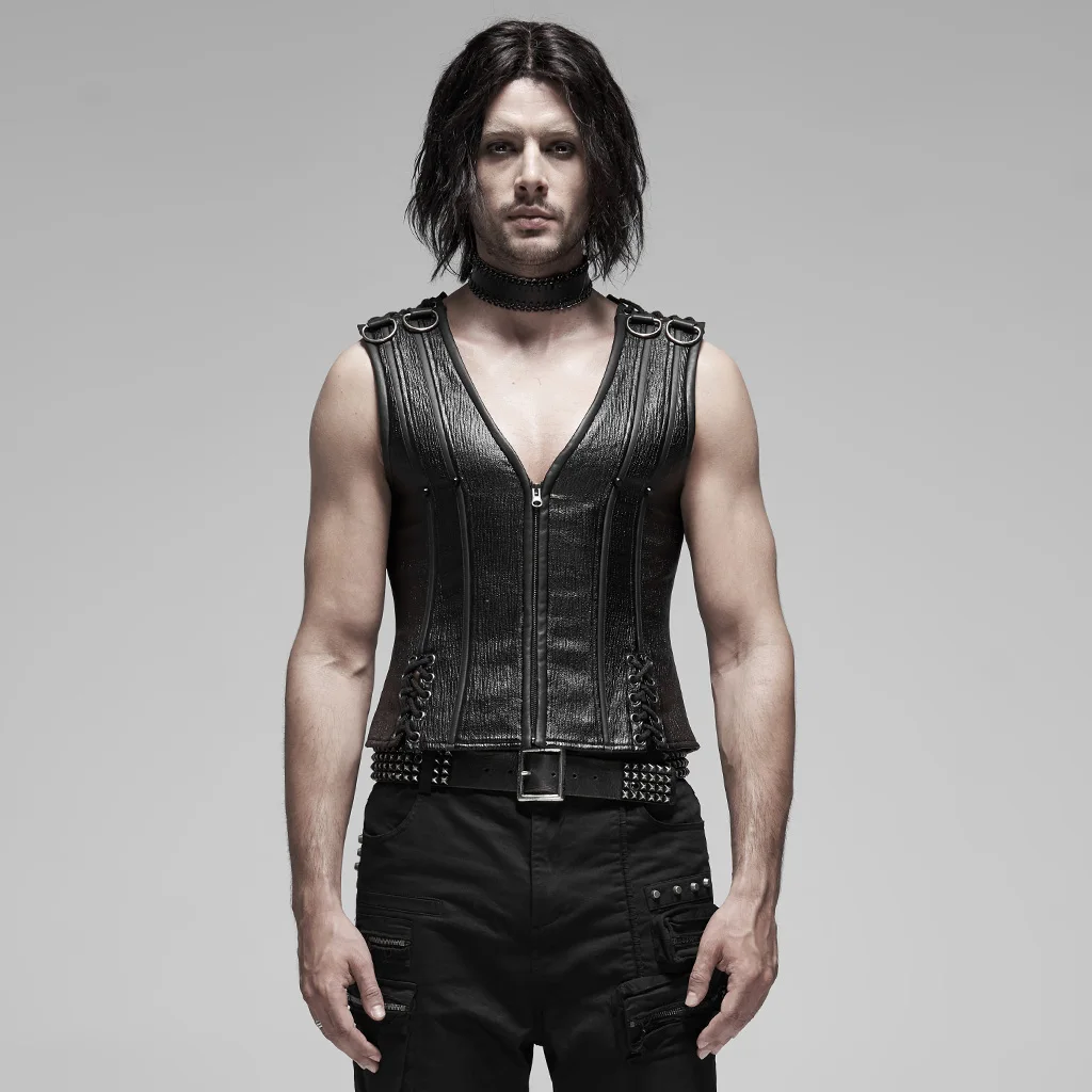 Мужской корсет в стиле панк рейв тканая ткань металлическая полоска