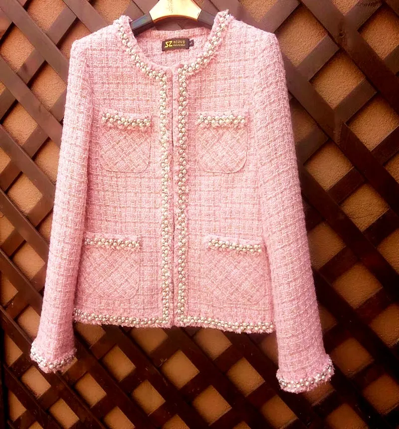 

New Net Red Style Spring and Autumn New Style Wool Wool Hair pulled Famous Woman Short Jacket