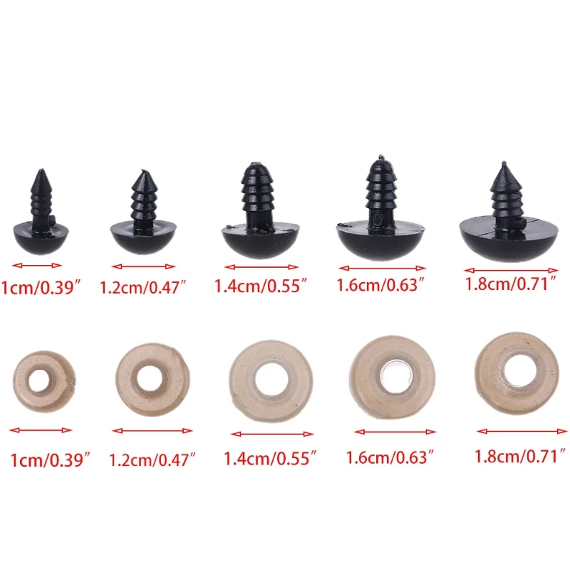 

500pcs Black Plastic Doll Eye Safety Eyes for Bear Stuffed Toys Snap DIY Crafts 54DF