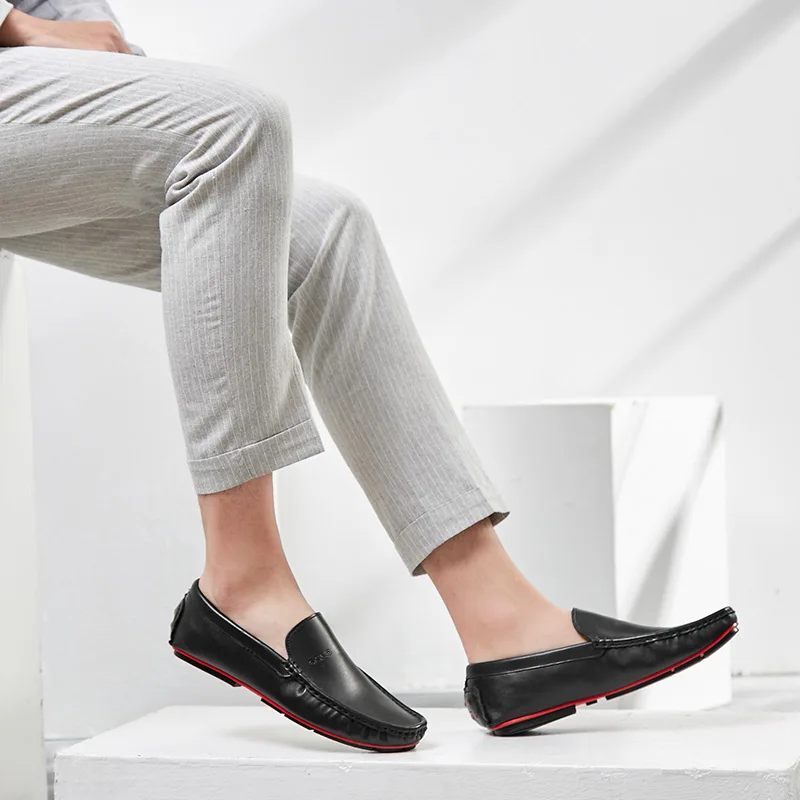 OSCO Мужская обувь из натуральной кожи дышащая повседневная для вождения лоферы