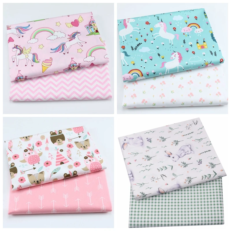 2 шт. детская хлопковая ткань с цветочным принтом | Дом и сад