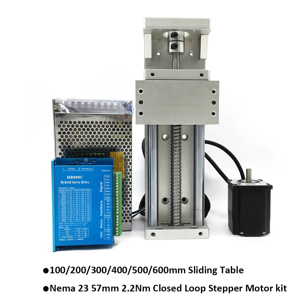 100 мм 200 300 400 500 600 ход CNC линейный модуль скольжения стол SFU1605 & Nema23 нм комплект