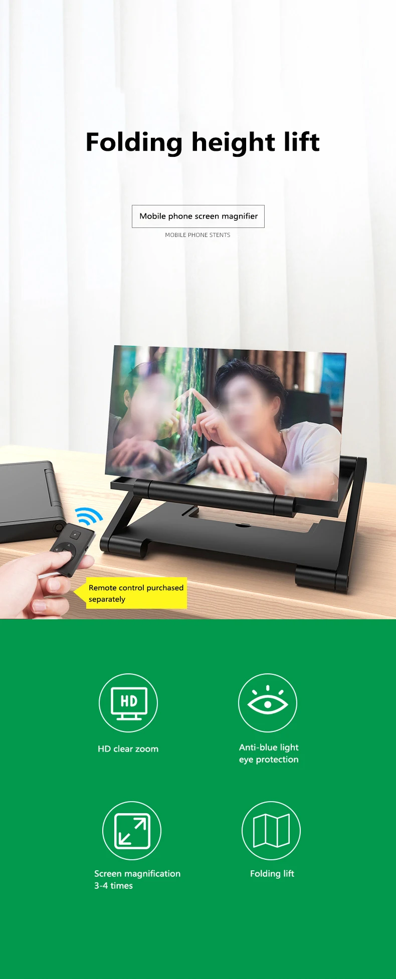 Складной 3D Экран усилитель мобильный телефон видеоувеличитель для смартфона