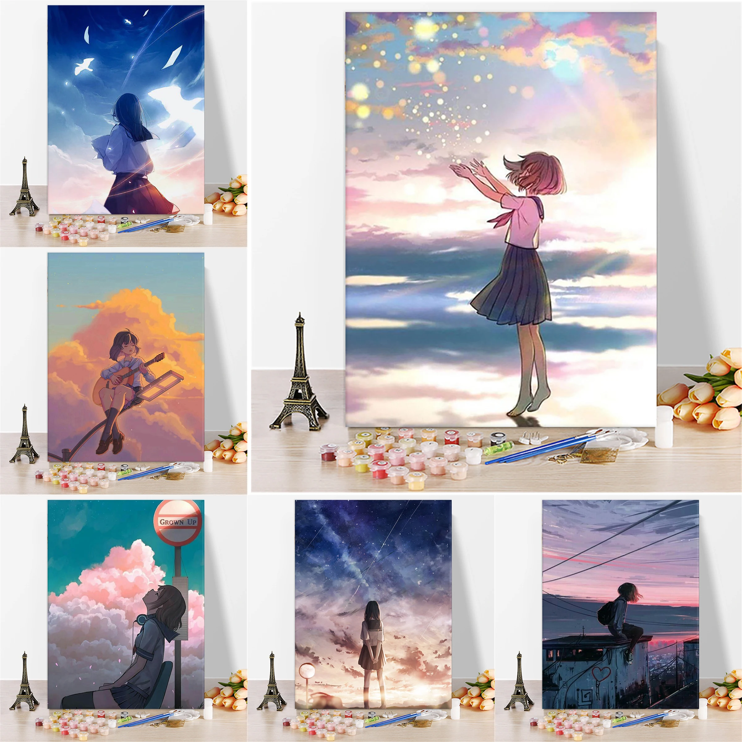 

JANI Painting By Numbers For Adults Cartoon Girl Paint By Numbers Painting DIY High Quality Handmade Products Adults Crafts