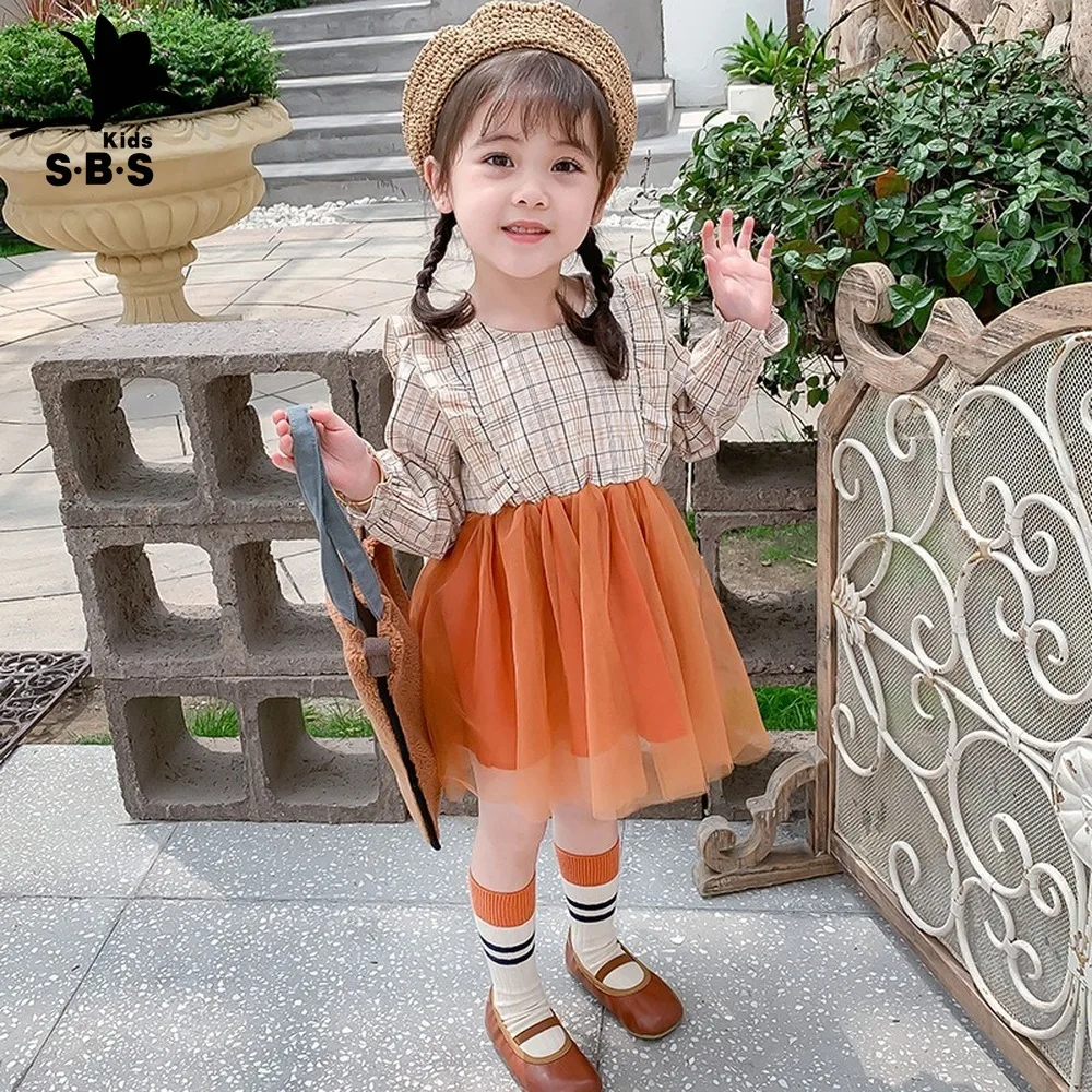 

Осень 2019, Новое поступление, Сетчатое платье с прострочкой, детская одежда с длинным рукавом, клетчатое повседневное платье, Детские платья ...