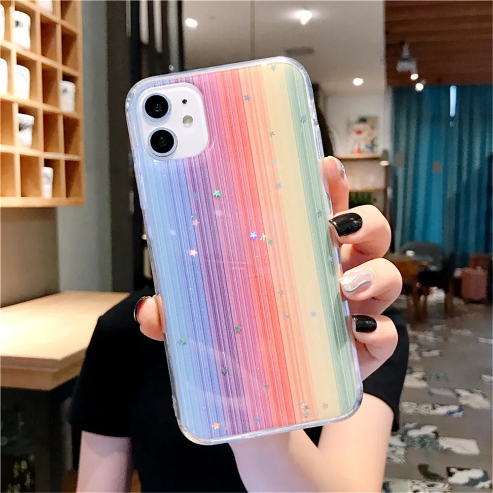 Мягкий чехол Rainbown из золотой фольги для телефона iPhone 11 Pro Max X Xr Xs 8 7 6 6s Plus SE 2020