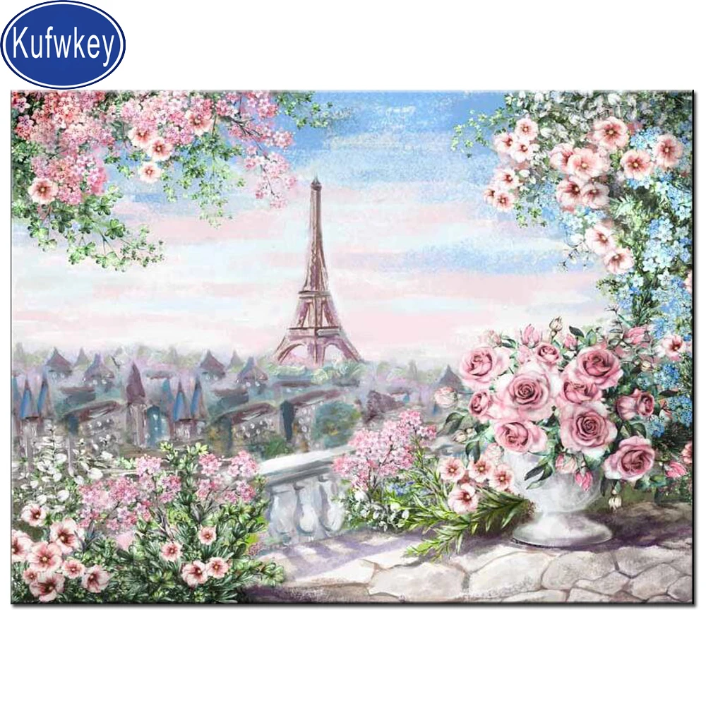 Картина из квадратных страз Романтический Париж 5D алмазная вышивка Новое