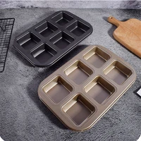 diy 6 cups square cake baking mould carbon steel muffin molds mini cookie cupcakes pan tool for oven non stick bakeware tray