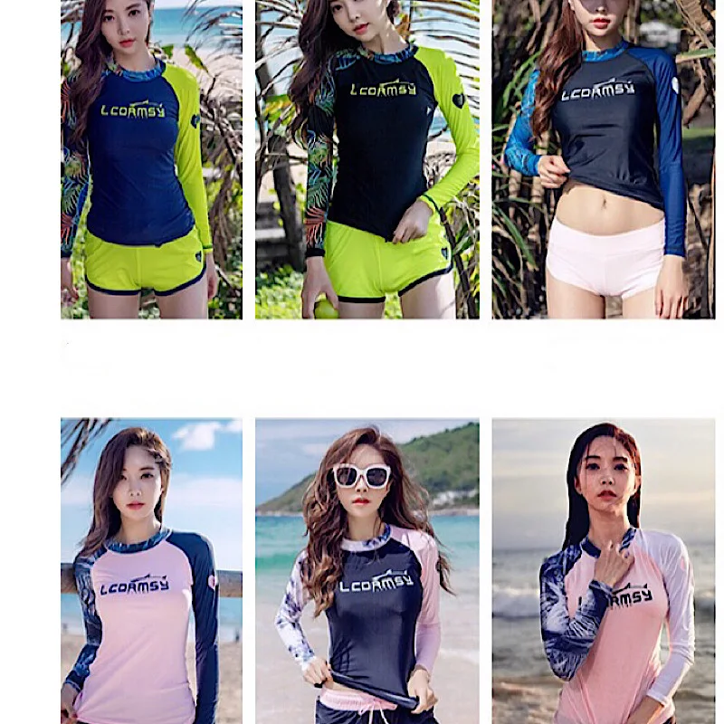 

Drop shipping Women Floral Printed Rash guard Long Sleeve Sun Protection Surf Shirts Skin Dive Top Beach Swimwear Drop shipping