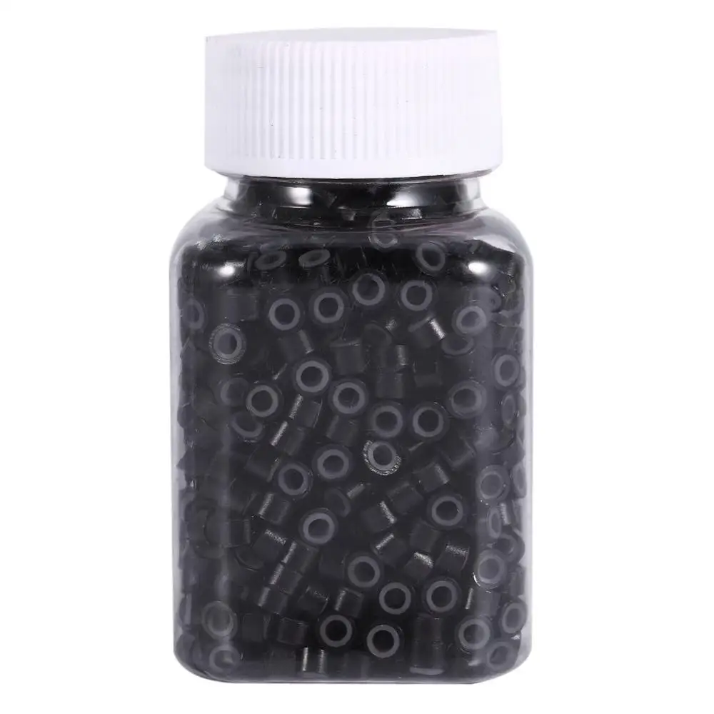 Black 1000pcs 200/500/1000 шт. волосы бусин 4*3 мм волосы для loop-наращивания на микро-кольца силиконовые кольца/ссылки/бусины заколки для волос Инструменты для наращивания волос бусины Кольцо - Цвет: Black 1000pcs