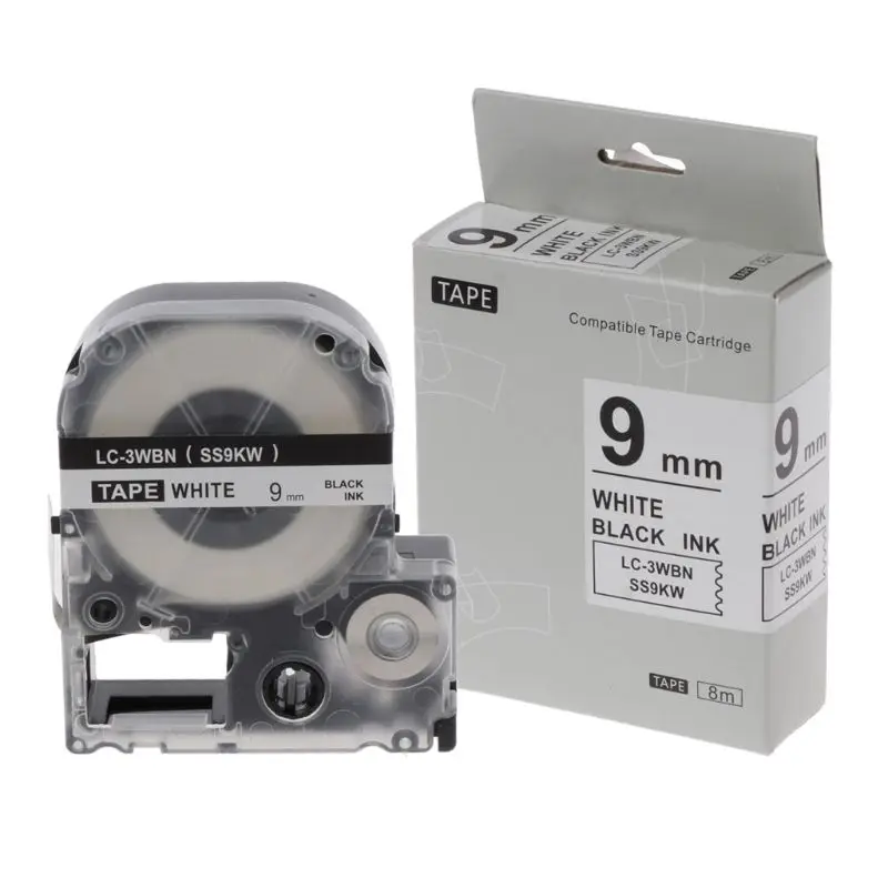 

Black on White Label Tape Compatible Label Tapes 9mm for LW-300 LW-400 203B