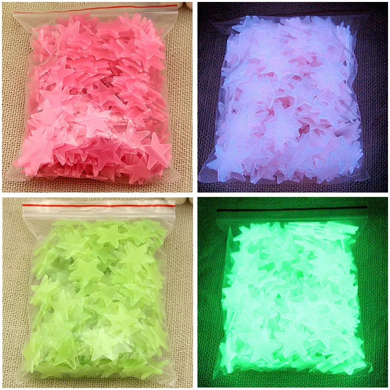 

100 шт., светящиеся 3d-наклейки в виде звезд
