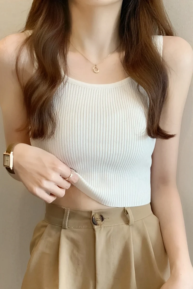 Женский трикотажный жилет на бретелях без бретелек | Женская одежда