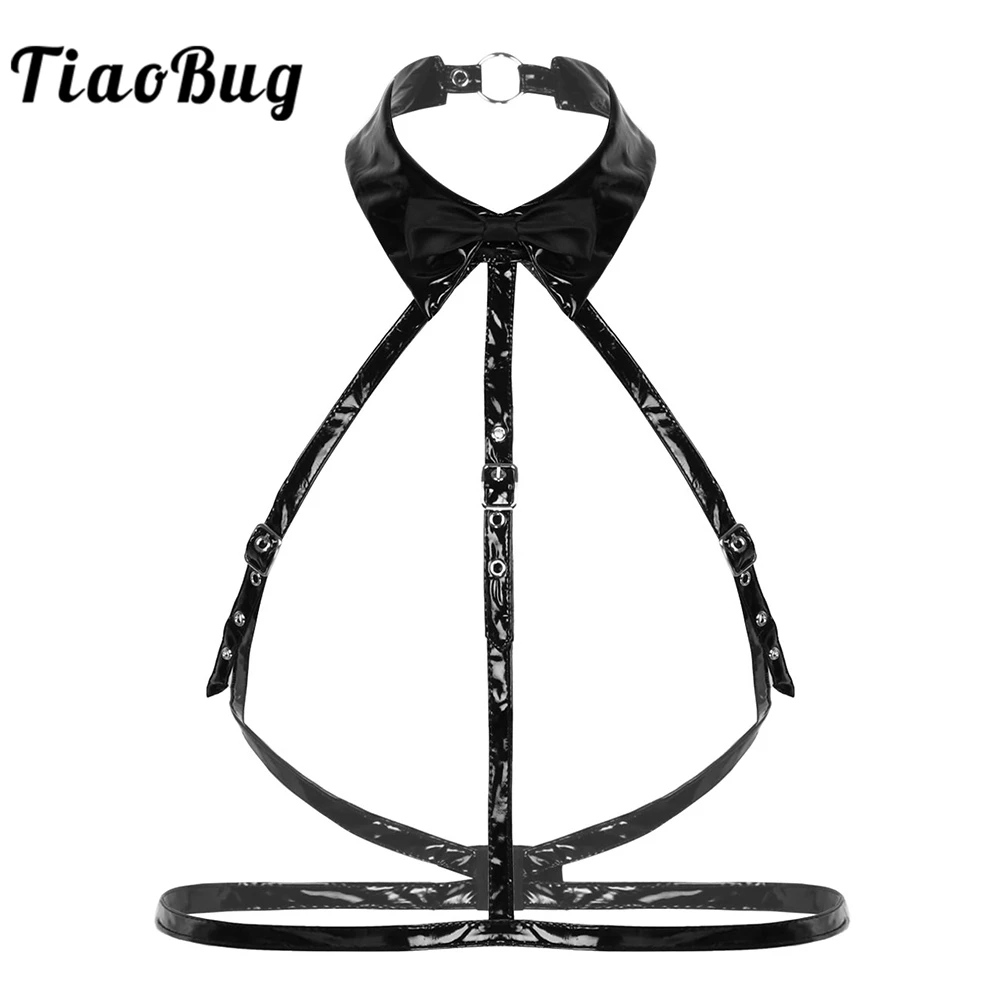 TiaoBug мужское женское белье из лакированной кожи сексуальный верх с лямками