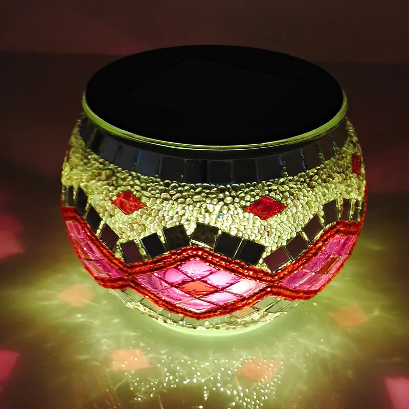 

Mosaic Glass Solar Led Light Outdoor Courtyard Household Decoration Lighting