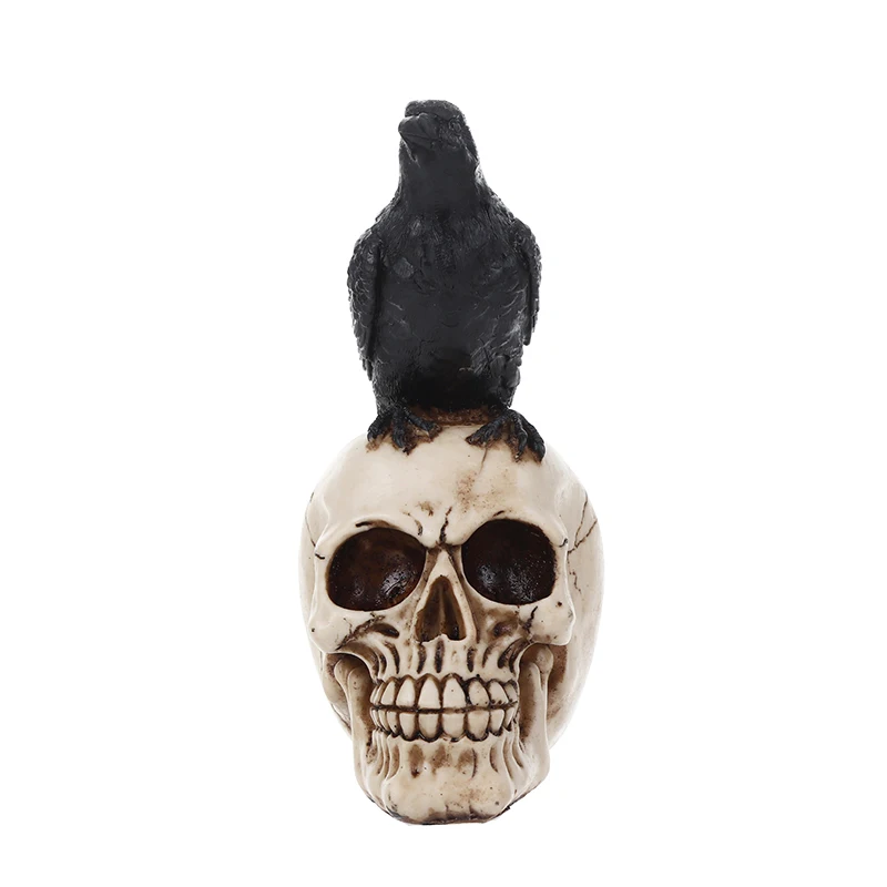 Crow skull Figurine Resin Human Skull Statue Home Decor Decoration Halloween Day Gifts |