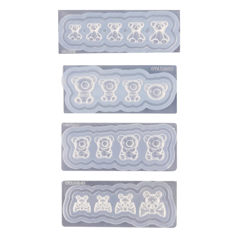 3D Bear Mould Nail Art Decor Sculpture Stamping Plate Nails Stencils Crystal Epoxy Resin Mold Silicone Nail Carving Mold