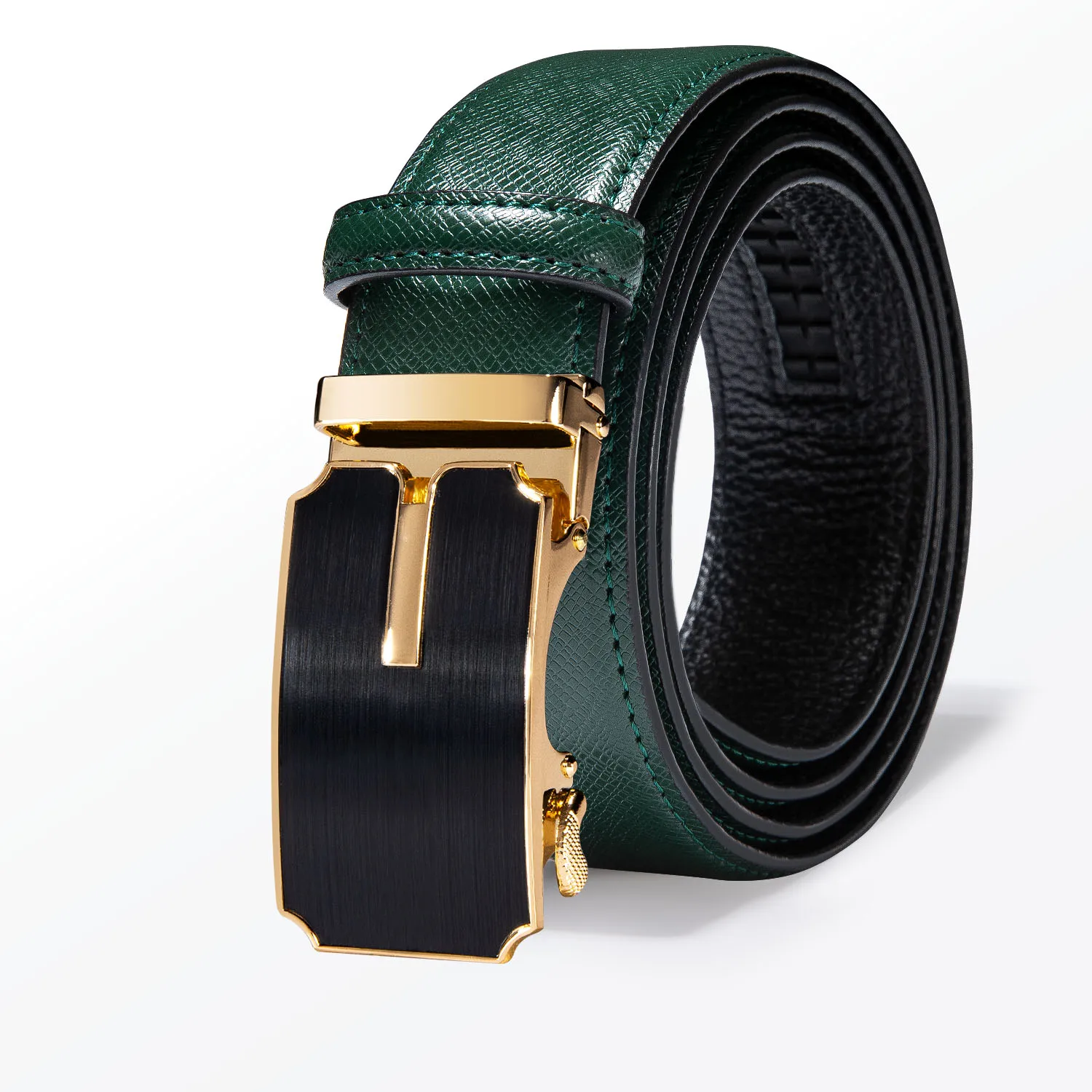 Quality Green Leather Belts For Men Bussiness Casual Belts Metal Automatic Buckle New Fashion Jeans Trousers Pants Waistband