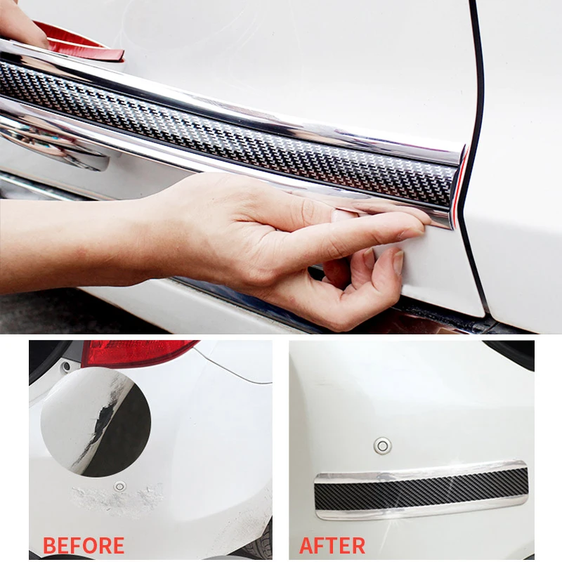 Наклейка на порог автомобиля протектор из углеродного волокна виниловый бампер