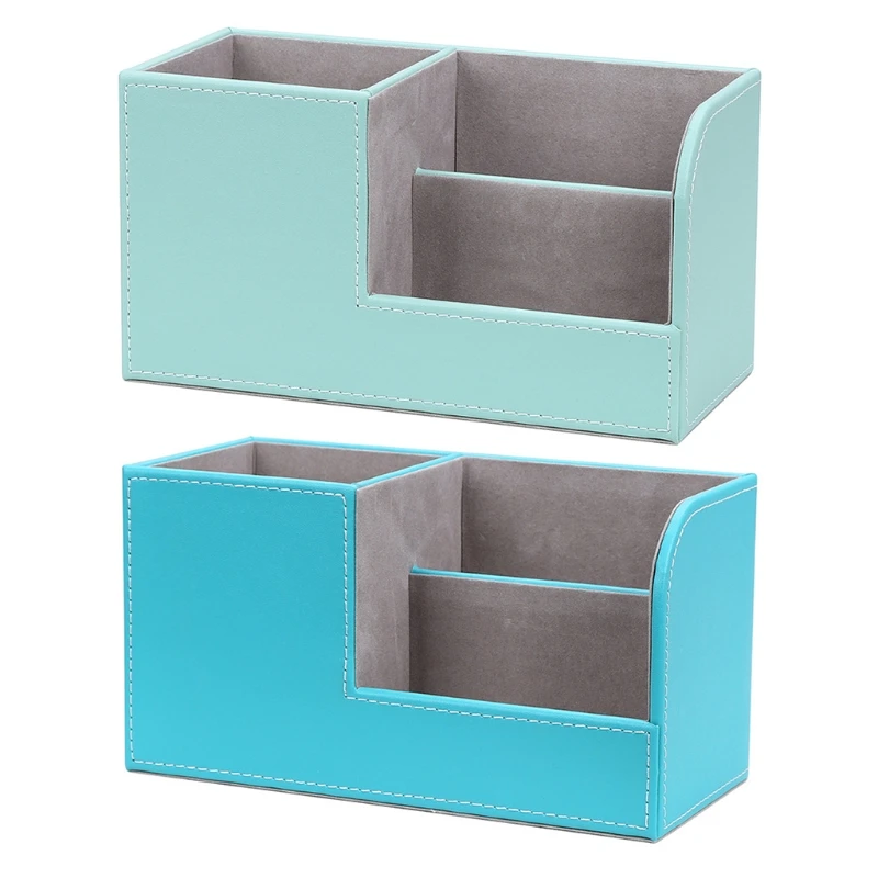 

Multi-function Leather Desk Stationery Organizer Pen Pencil Holder Business Cards Stand Mobile Phone Remote Control Storage Box