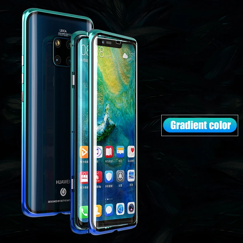 Роскошный магнитный металлический бампер, чехол для Huawei P30 Pro P20 Mate 20, покрытие 360 стекло, полный корпус, чехол для телефона Huawei P30, бронированный чехол P 30
